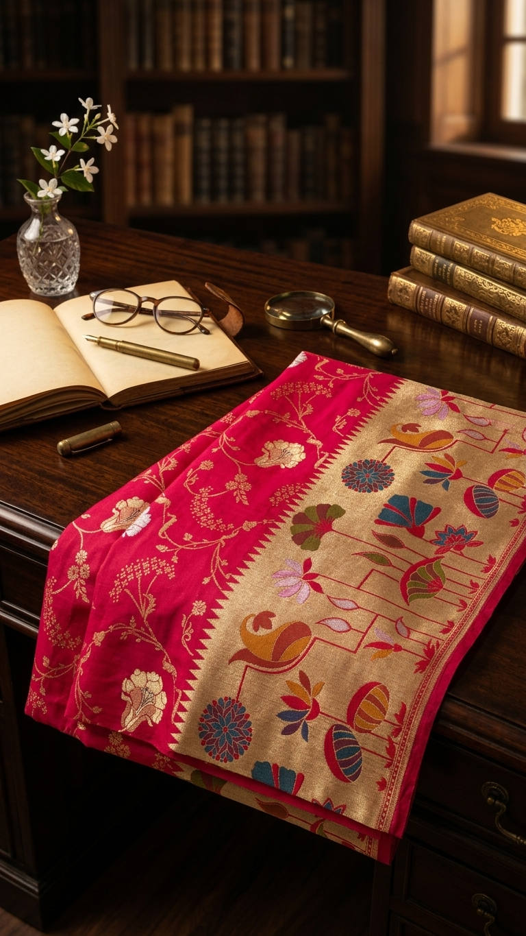 Poridar Art Iskar Border Banarasi Saree