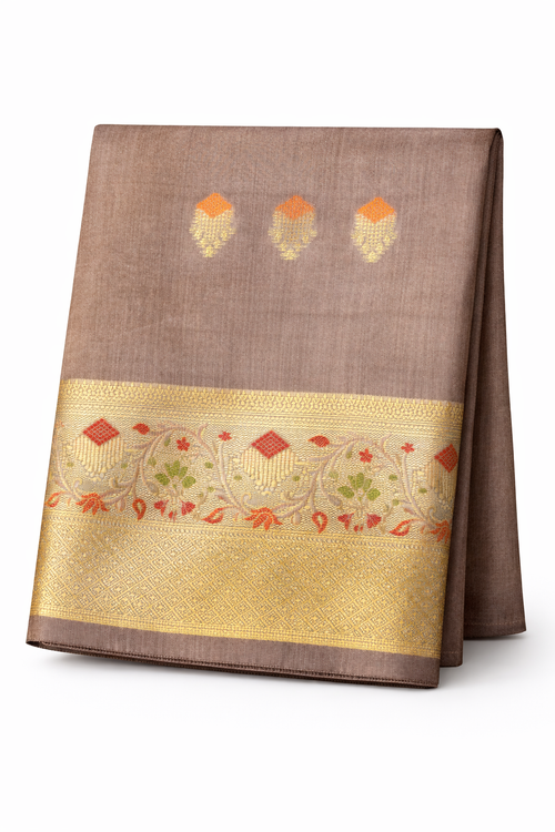 Banarasi Minedar Cotton Suit Dress Material with Floral Dupatta