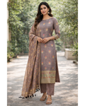 Banarasi Minedar Cotton Suit Dress Material with Floral Dupatta