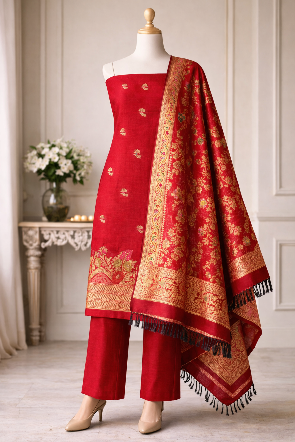 Banarasi Rajshahi Minedar Cotton Dress Material