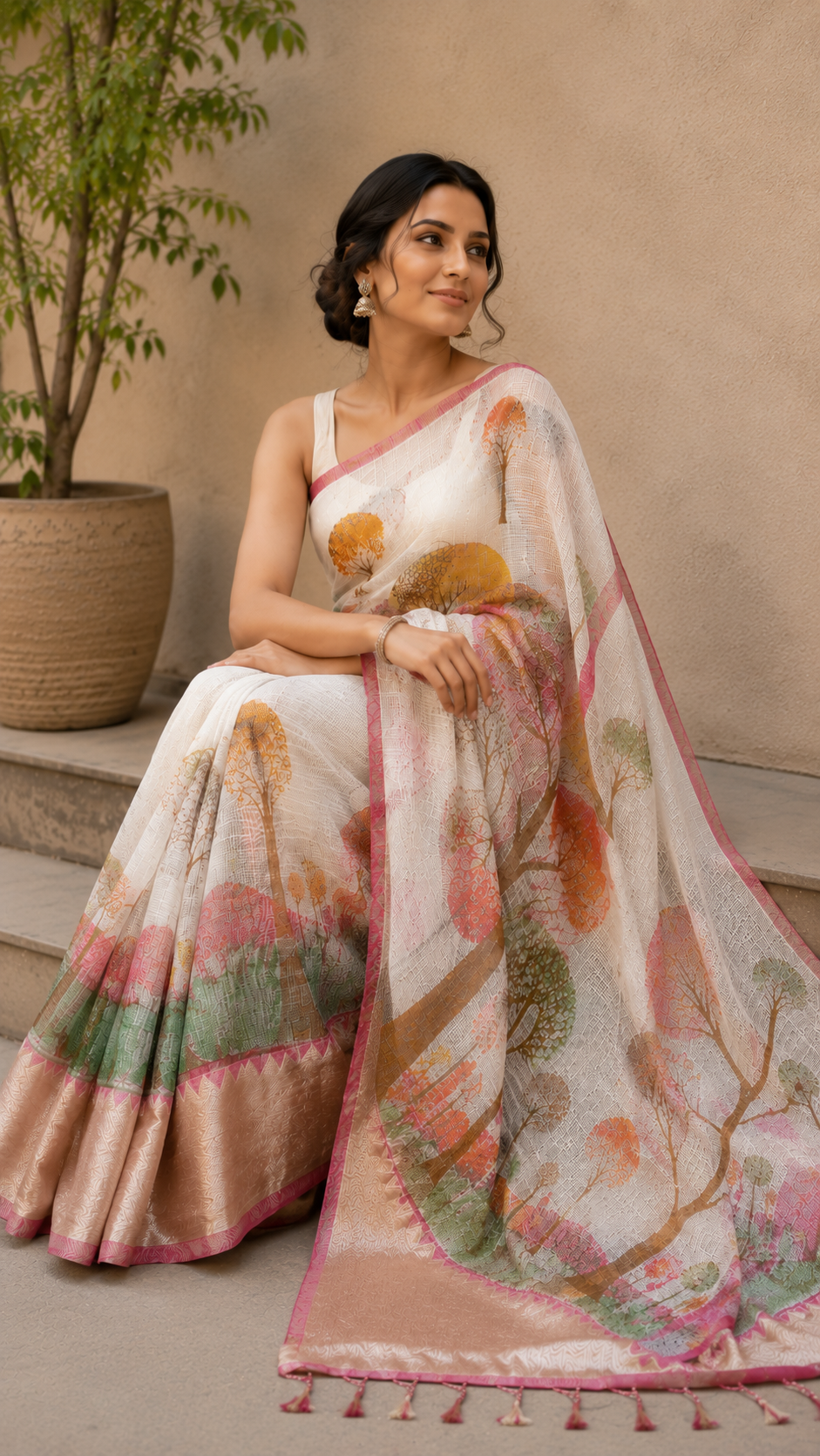 Mangal-Kari Jacquard Print Saree