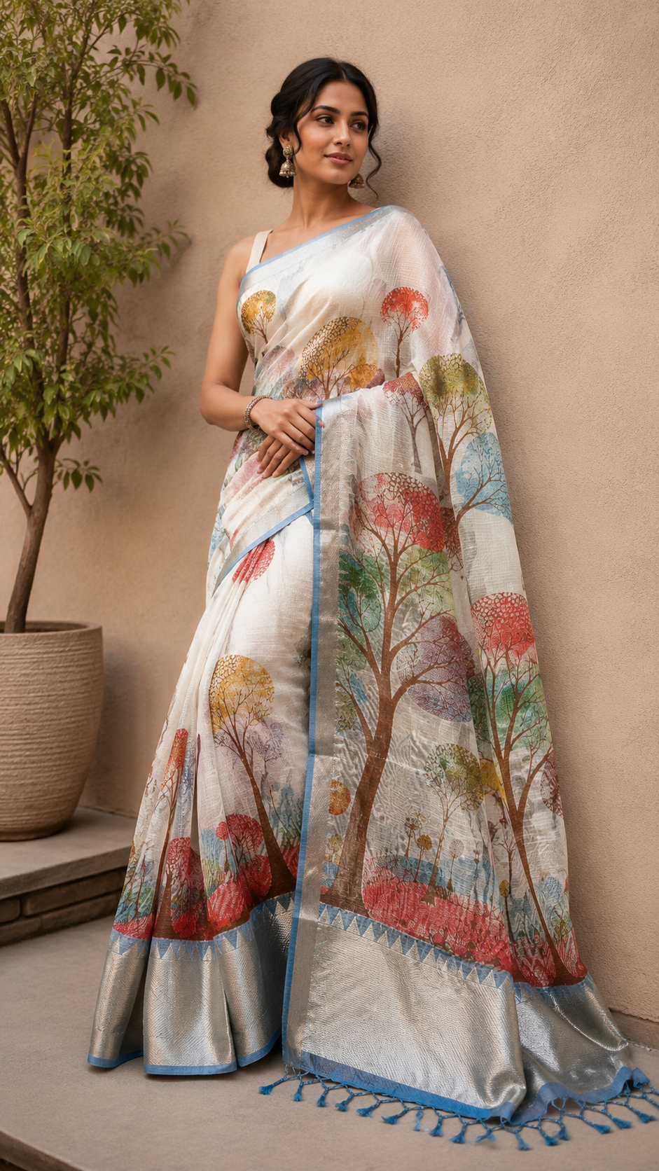 Mangal-Kari Jacquard Print Saree