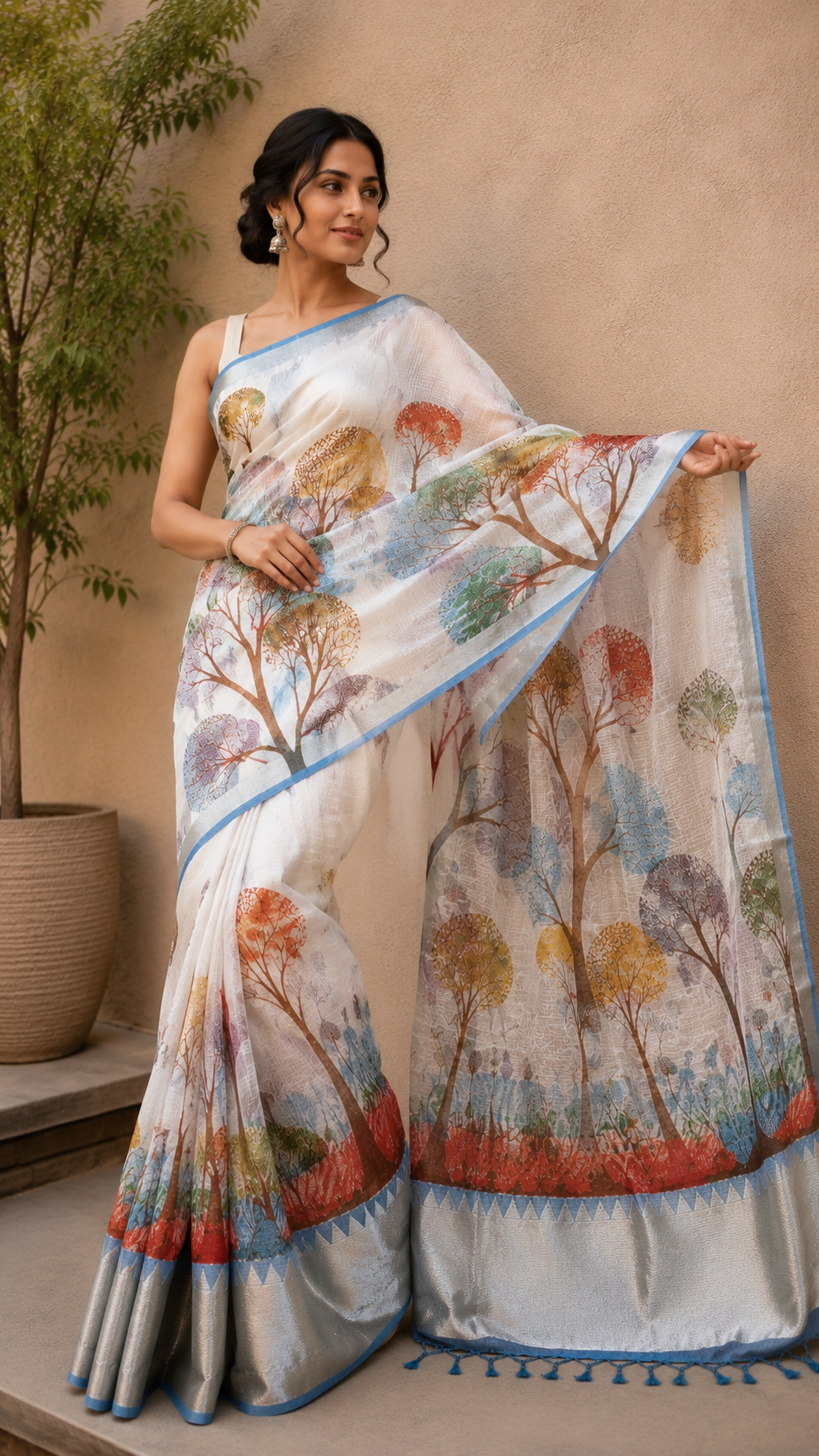 Mangal-Kari Jacquard Print Saree