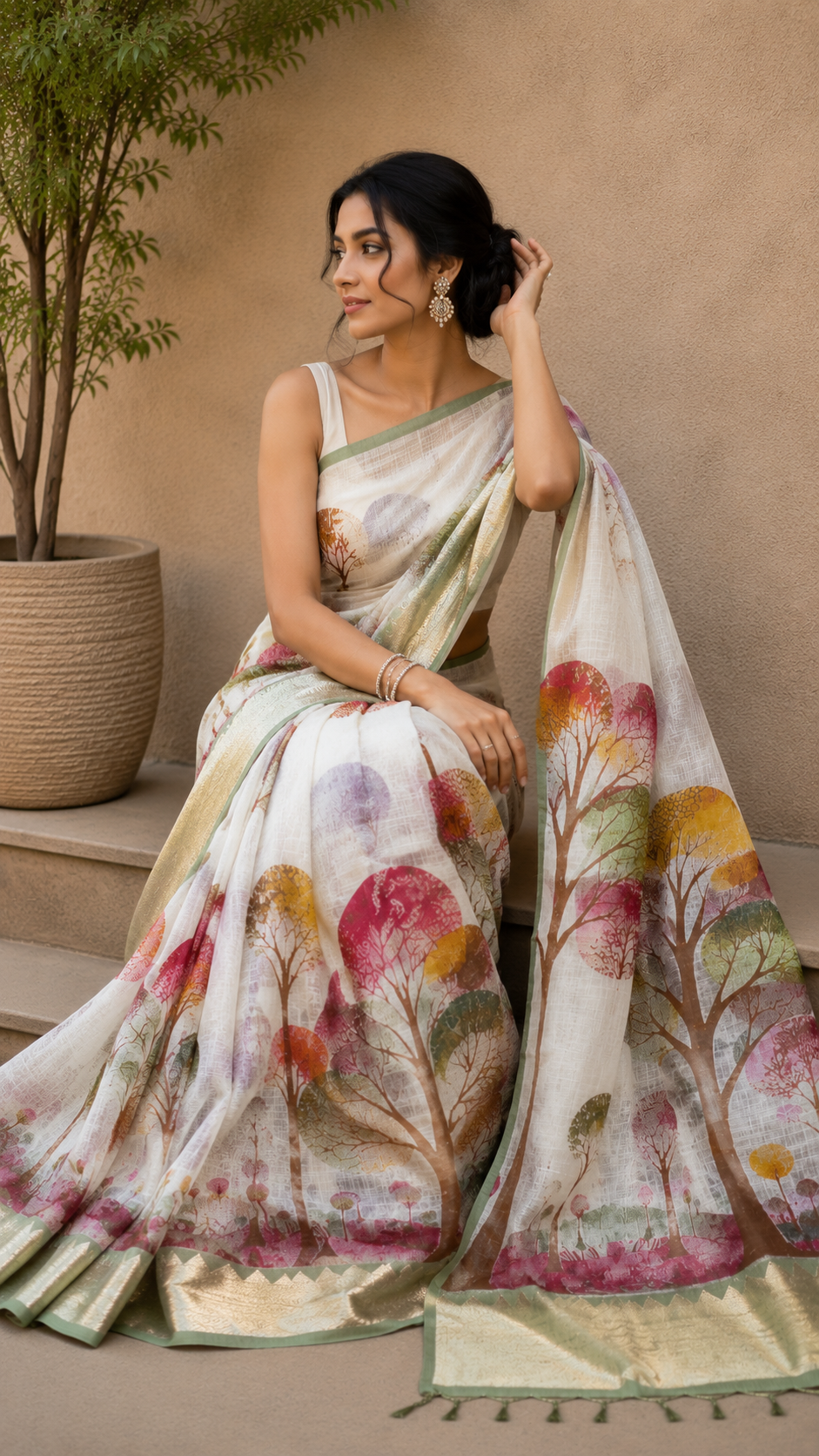 Mangal-Kari Jacquard Print Saree