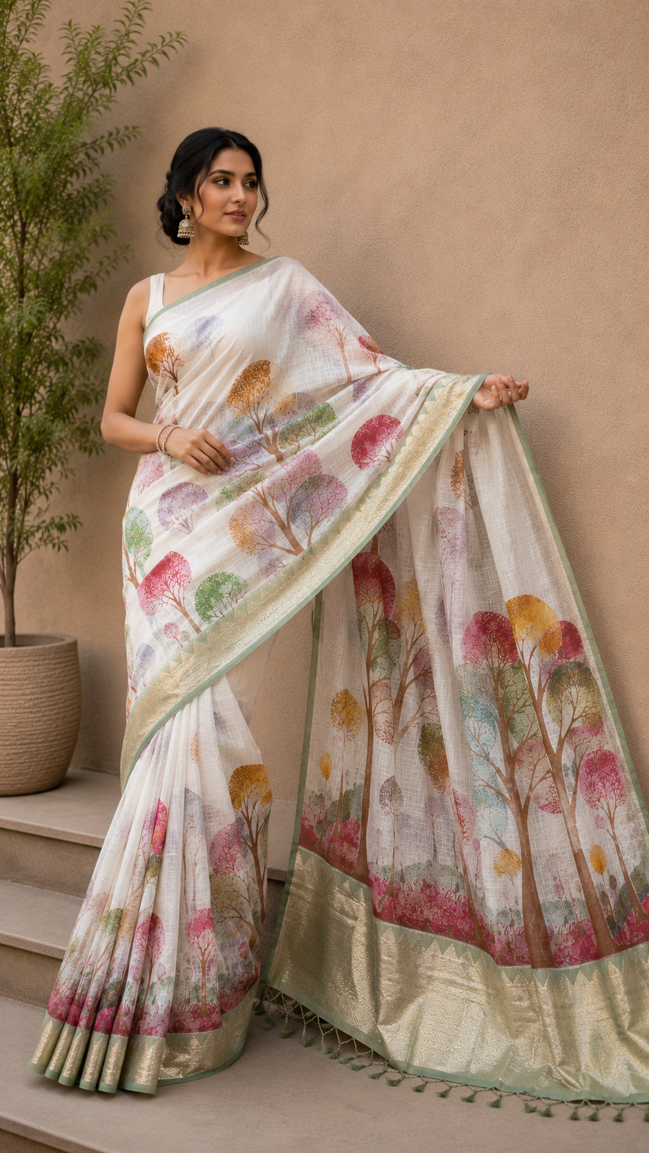 Mangal-Kari Jacquard Print Saree