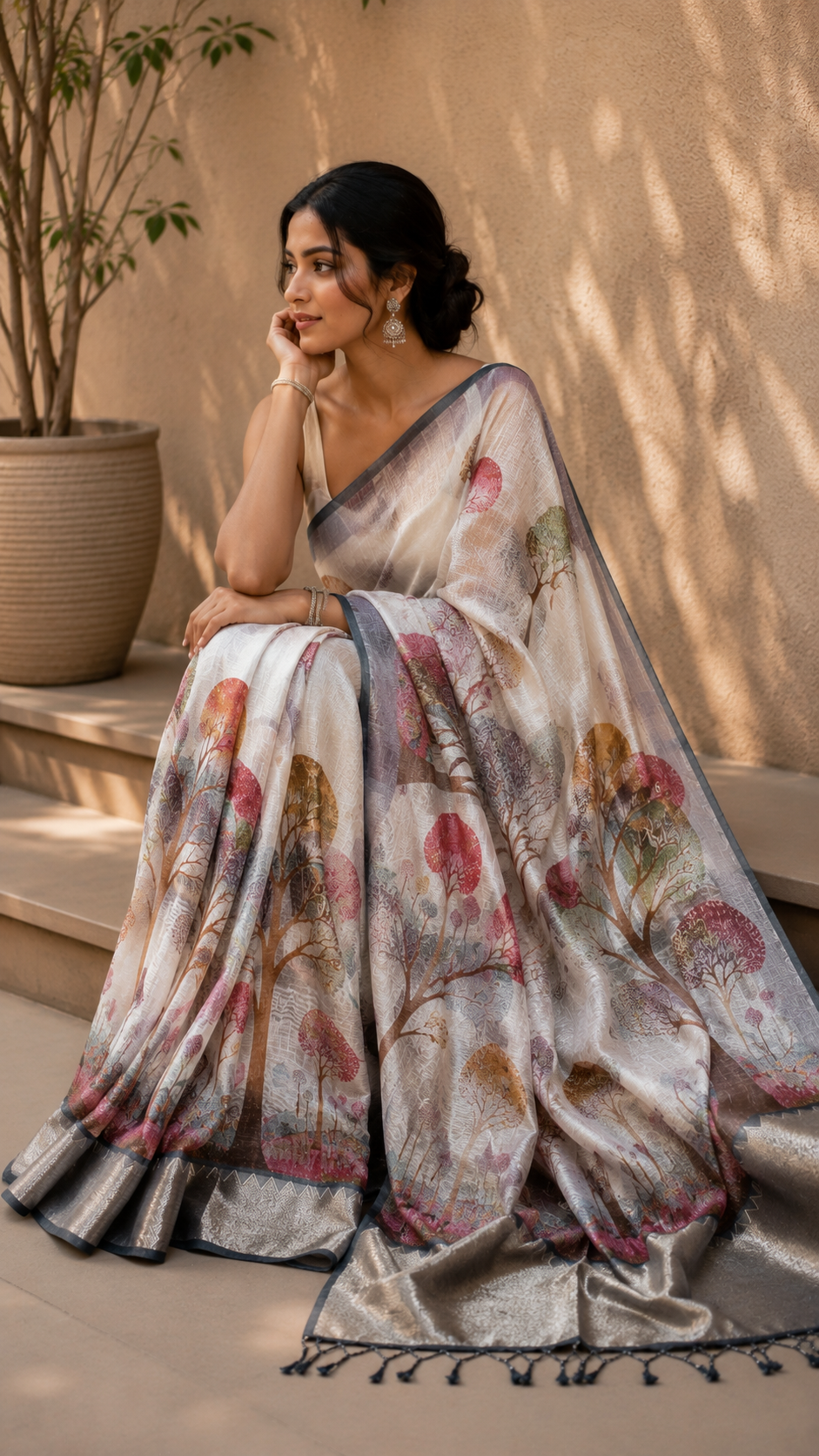 Mangal-Kari Jacquard Print Saree