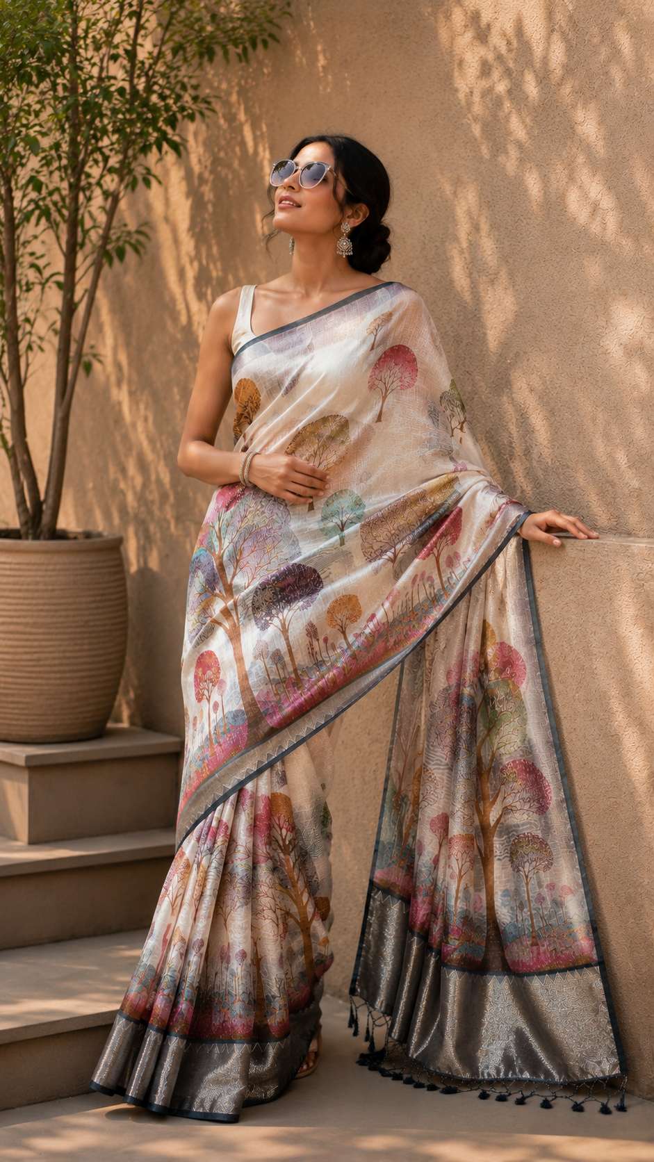 Mangal-Kari Jacquard Print Saree