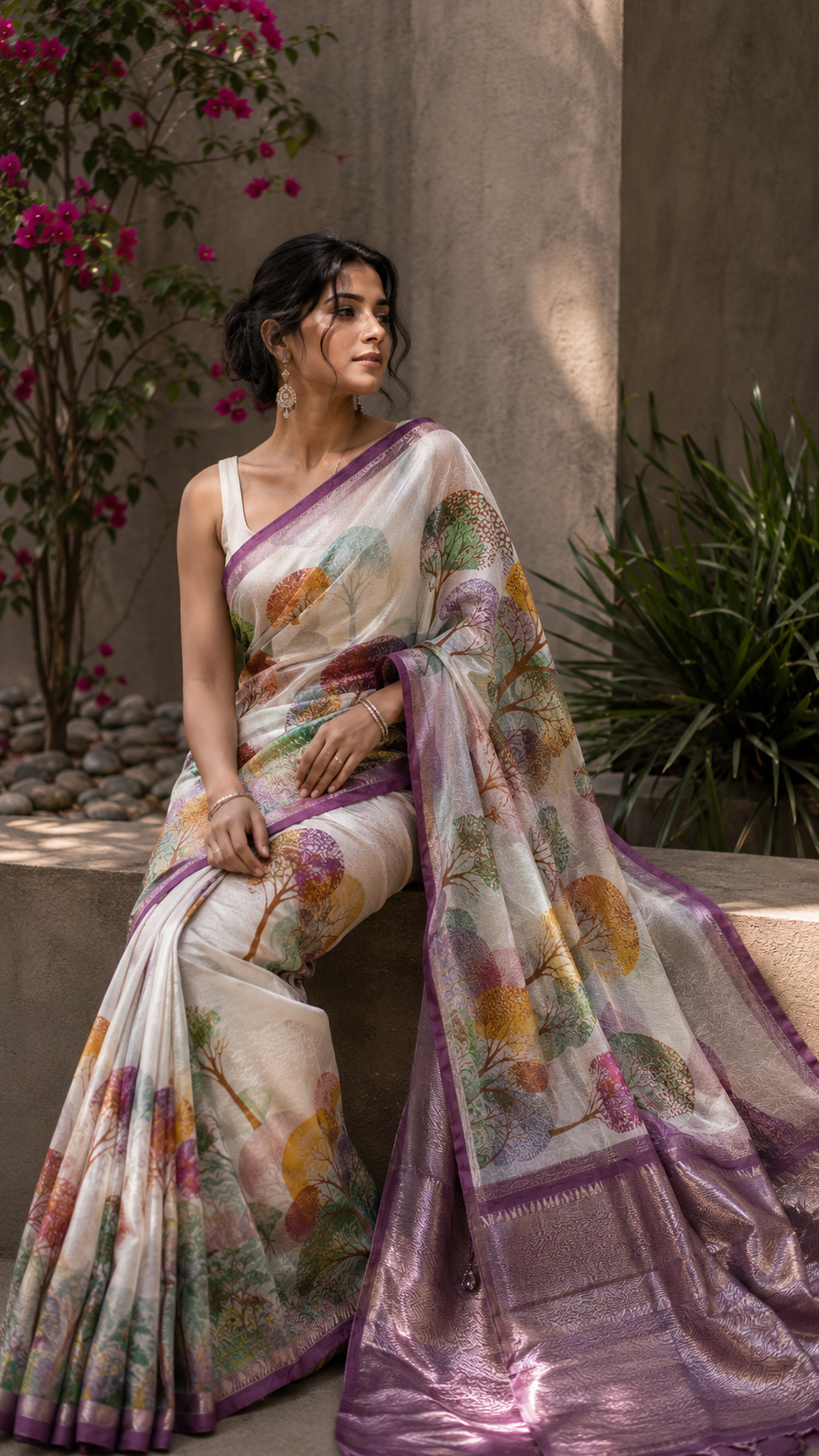 Mangal-Kari Jacquard Print Saree