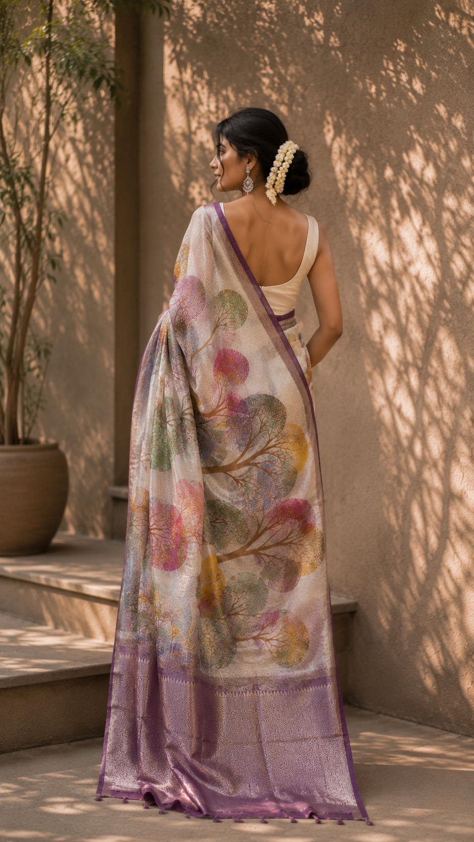 Mangal-Kari Jacquard Print Saree
