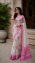 Floral Printed Mangalgiri Saree