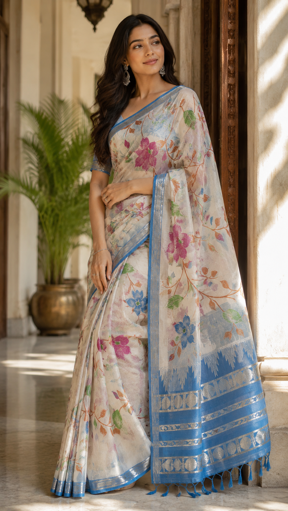Mangalgiri Floral Wave Traditional Saree