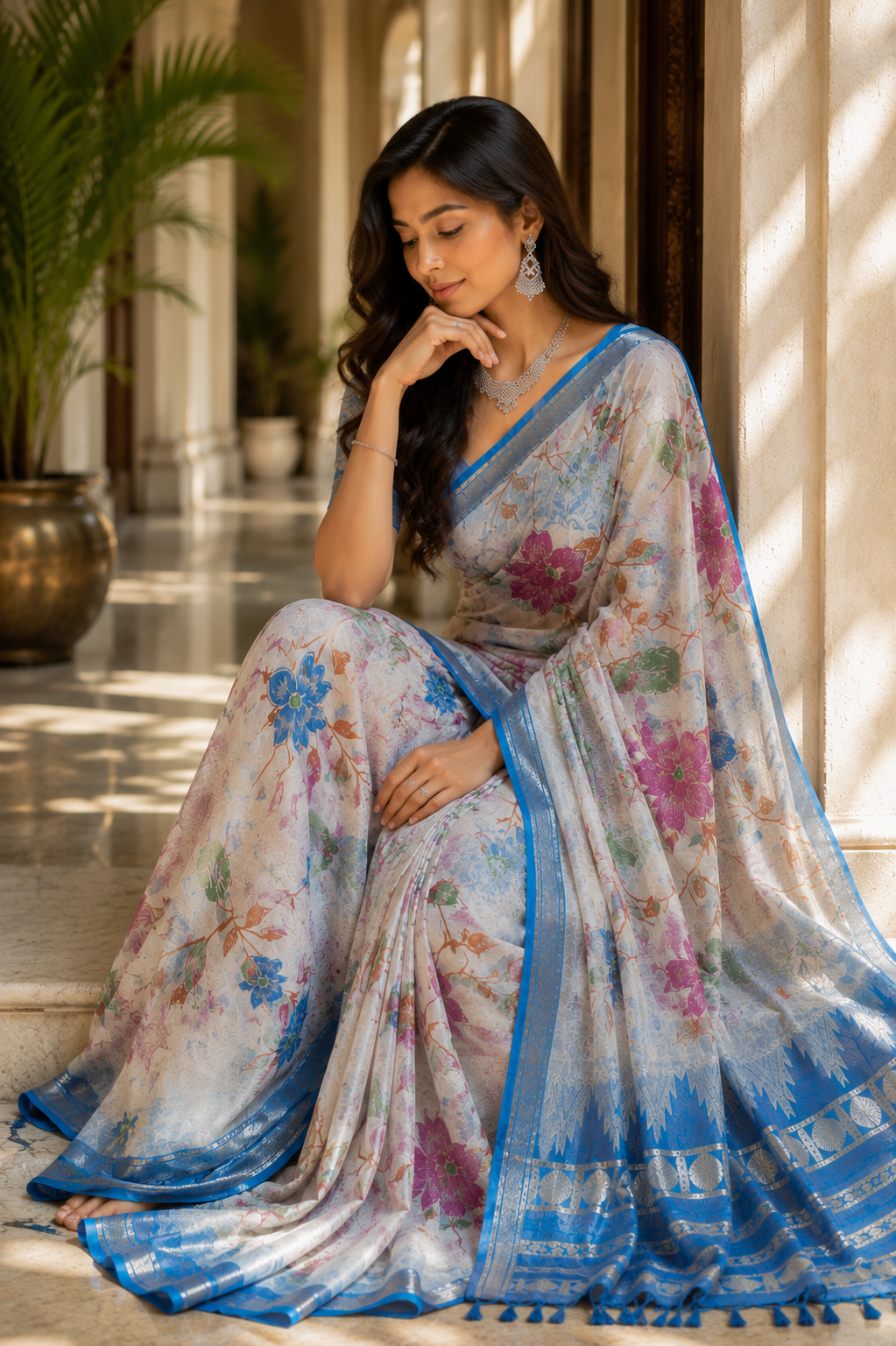 Mangalgiri Floral Wave Traditional Saree