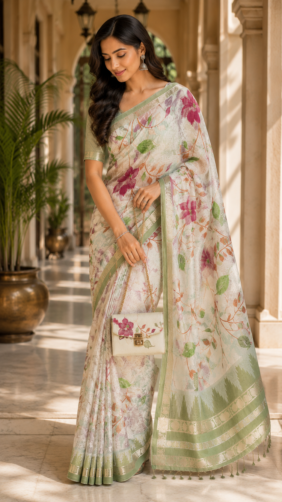 Mangalgiri Floral Wave Traditional Saree
