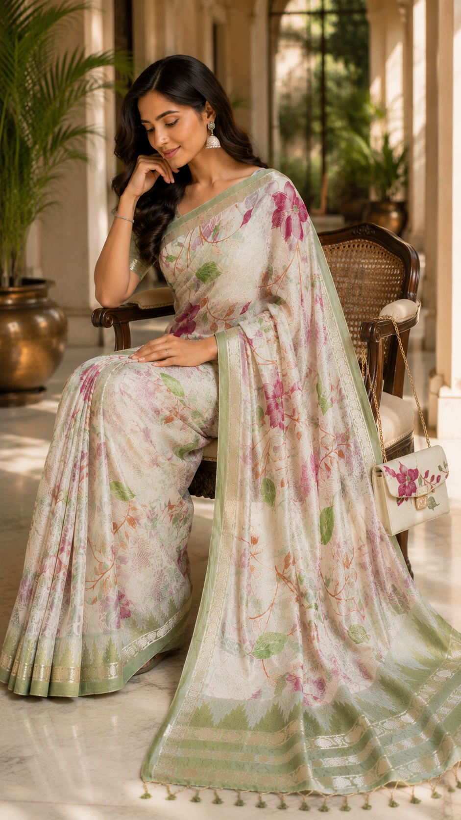Mangalgiri Floral Wave Traditional Saree
