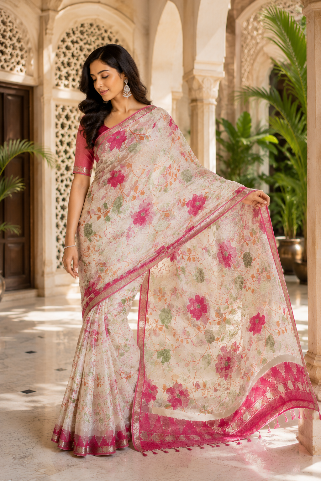 Mangalgiri Floral Wave Traditional Saree