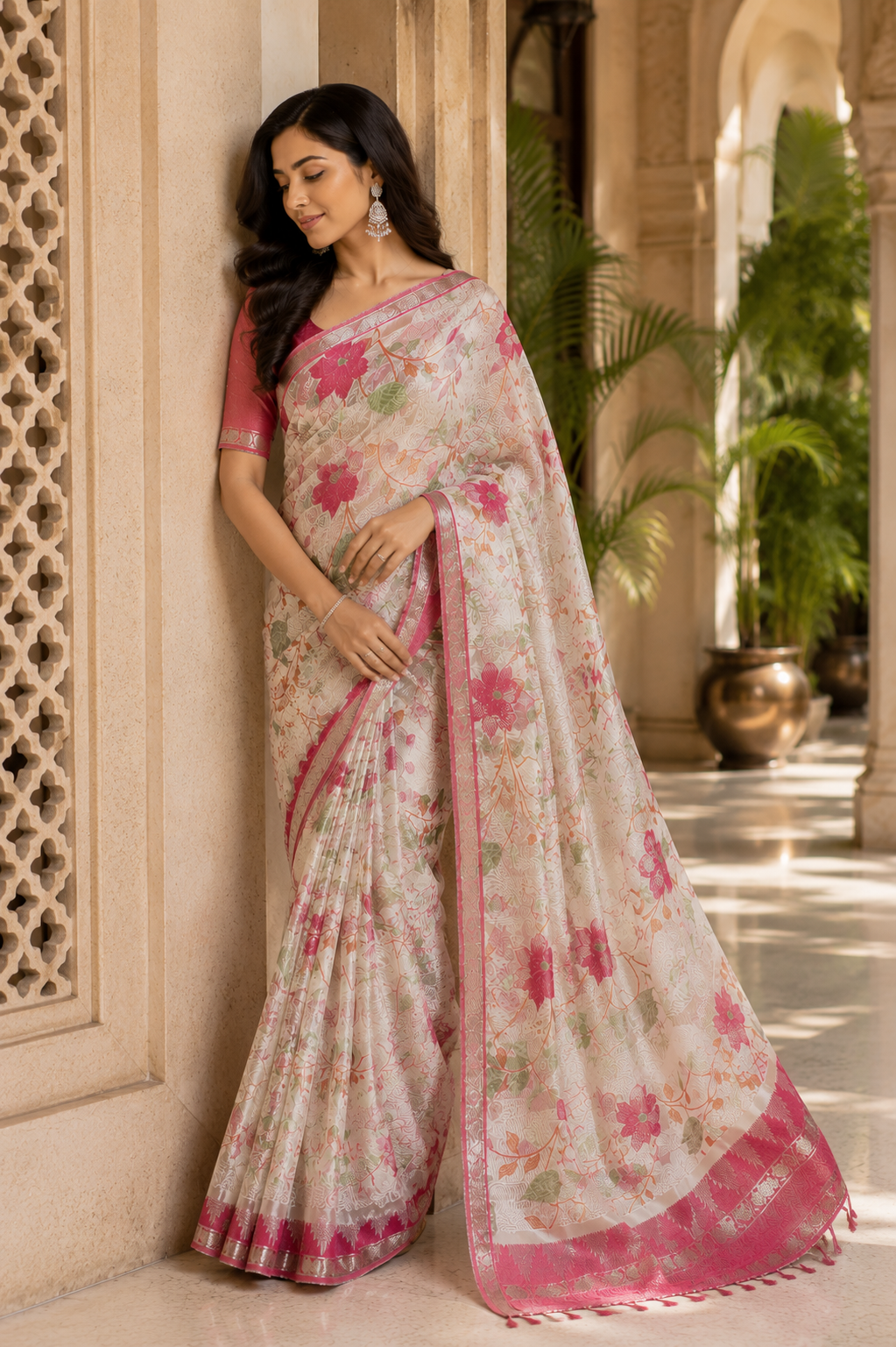 Mangalgiri Floral Wave Traditional Saree