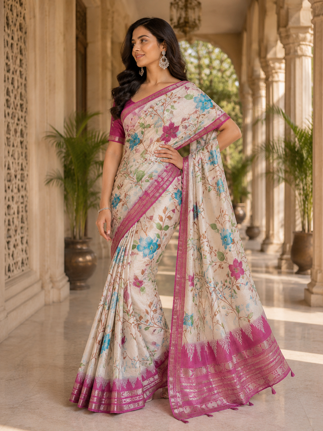 Mangalgiri Floral Wave Traditional Saree