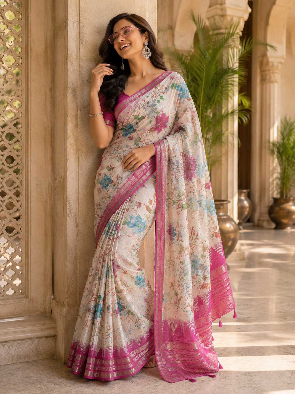 Mangalgiri Floral Wave Traditional Saree