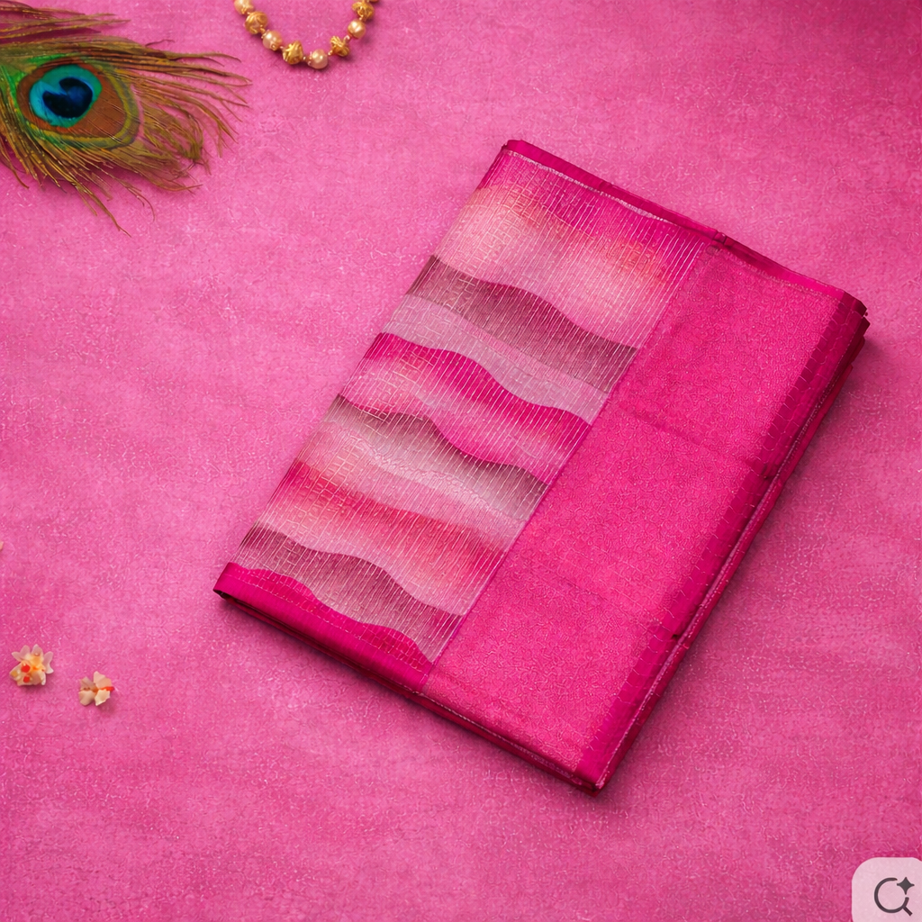 Fancy Stripe Print Saree Online | Lightweight Designer Saree