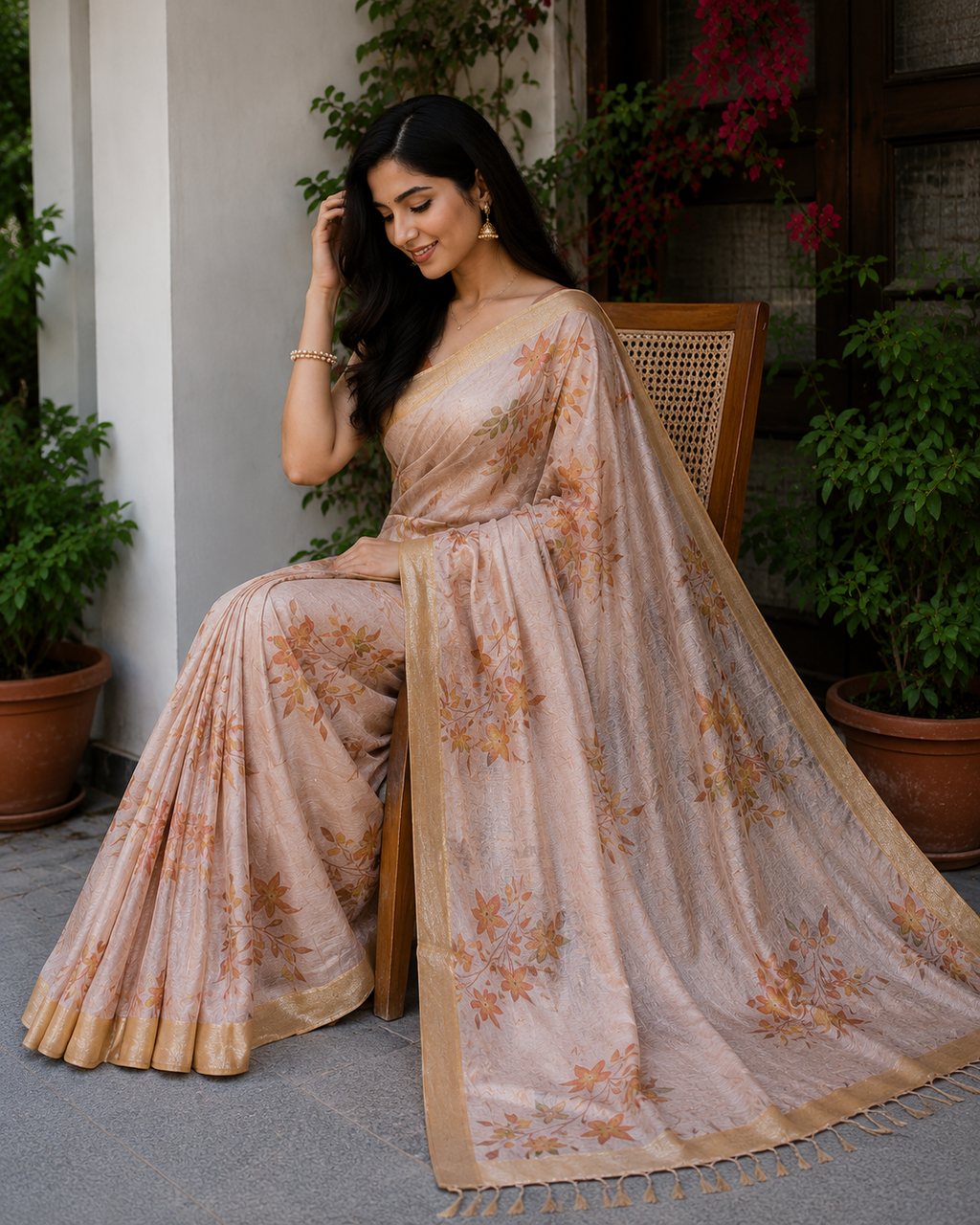 Kota Doria Printed Silk Saree