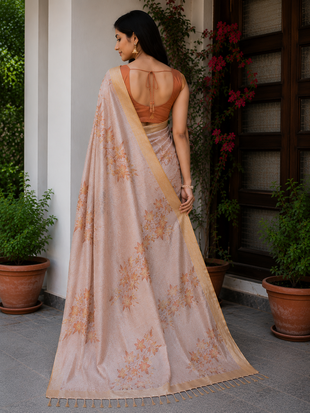 Kota Doria Printed Silk Saree