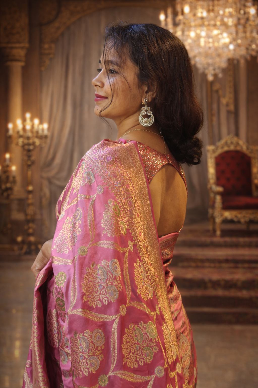 Mashru Katan Pure Silk Baby Pink Saree | Handwoven Elegance