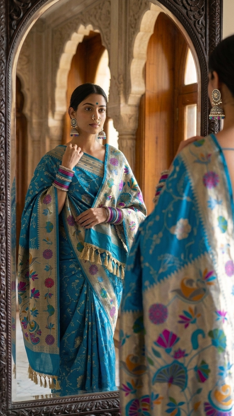 Poridar Art Iskar Border Banarasi Saree