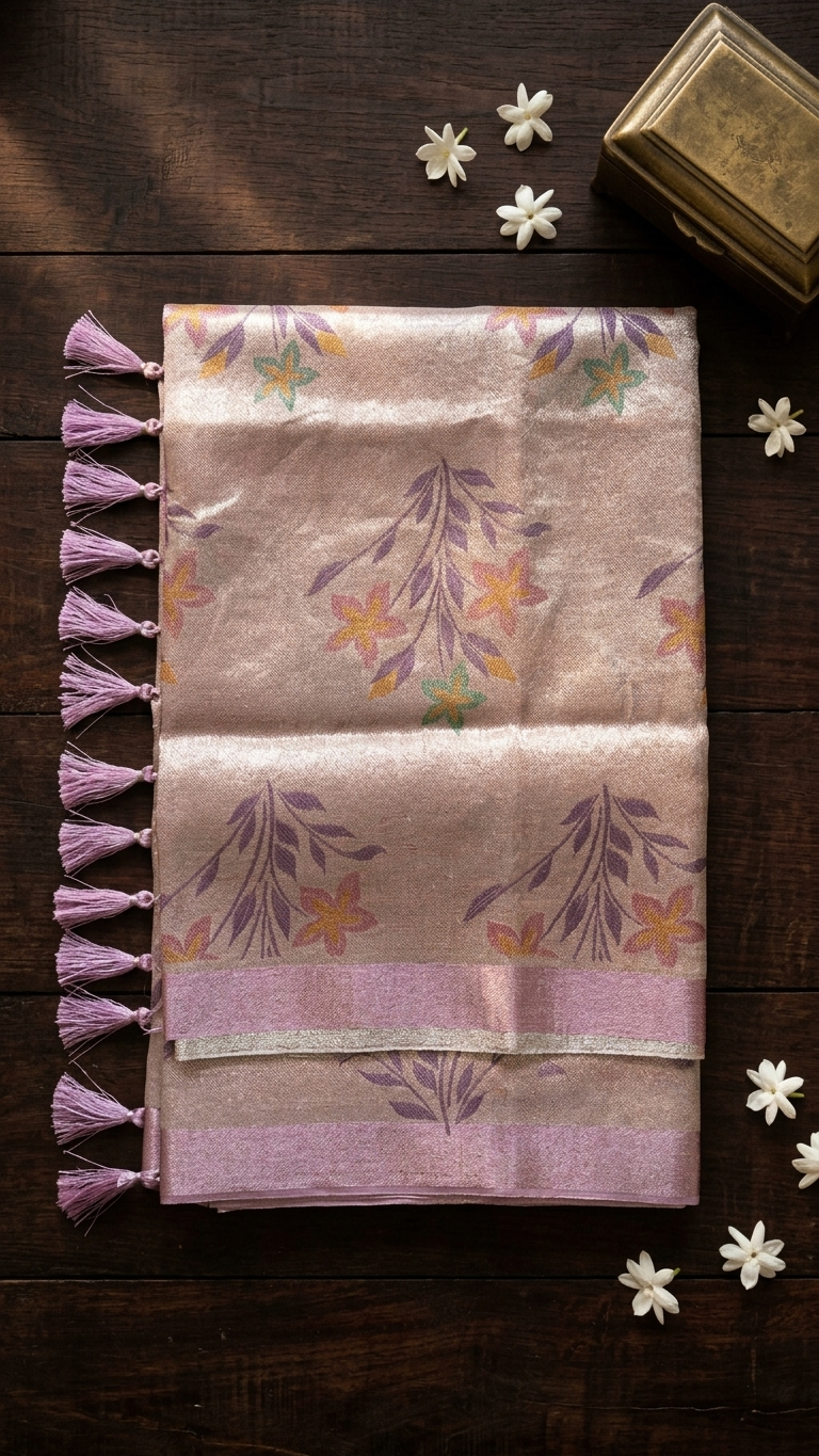 Kota Doria Printed Silk Saree