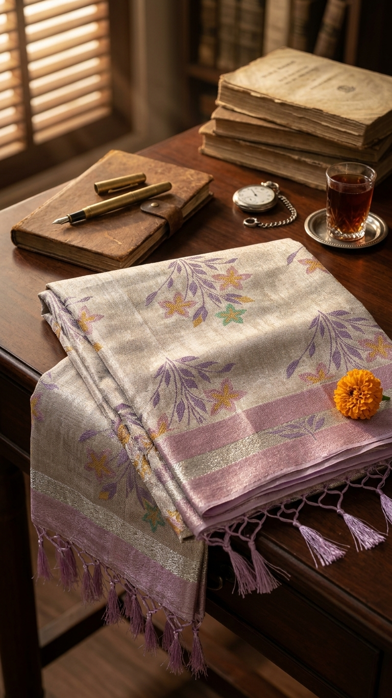 Kota Doria Printed Silk Saree